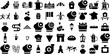 Massive Collection Of French Icons Collection Black Design Symbols Monarchy, Dessert, Icon, French Glyphs Isolated On White Background