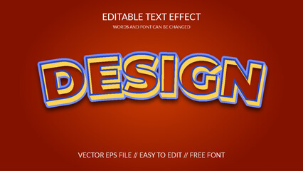 Wall Mural - Design 3D Vector Eps Editable Text Effect Template Design