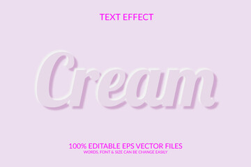 Wall Mural - Cream 3D Vector Eps Editable Text Effect Template Design