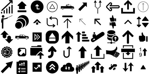 Wall Mural - Massive Set Of Up Icons Bundle Black Vector Web Icon Finance, Symbol, Icon, Yes Glyphs Isolated On White Background