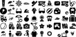 Big Set Of Vacation Icons Pack Hand-Drawn Solid Drawing Glyphs Holiday Maker, Icon, Leisure, Day Doodle Isolated On White Background