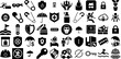 Mega Set Of Safety Icons Pack Linear Design Silhouette Glove, Icon, Crane, Occupational Illustration Isolated On White Background