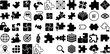 Massive Set Of Puzzle Icons Bundle Linear Infographic Pictograms Victory, Team, Icon, Brain Elements Isolated On White Background