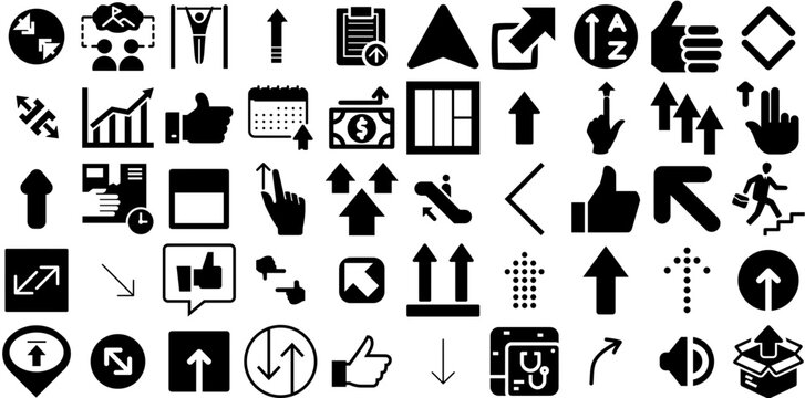 Huge Set Of Up Icons Collection Linear Infographic Symbols Icon, Symbol, Yes, Finance Pictogram Vector Illustration