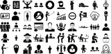 Fototapeta  - Massive Collection Of Person Icons Set Hand-Drawn Linear Design Silhouettes Health, Silhouette, Profile, Sweet Pictograms Isolated On Transparent Background