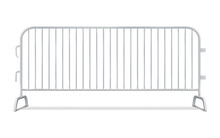 Metal Interlocking Barricade Fence Panel. Bike Rack Barricade. Steel Crowd Control Barrier. Realistic Vector Illustration