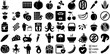 Massive Collection Of Diet Icons Bundle Black Vector Web Icon Vegetarian, Plant, Icon, Digestion Doodle Isolated On Transparent Background
