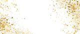 Fototapeta  - Gold sparkle splatter border . Gold Foil Frame Gold brush stroke on transparent background.	