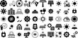 Massive Set Of Solar Icons Bundle Hand-Drawn Solid Vector Glyphs Symbol, Protection, Icon, Roof Pictograph Vector Illustration
