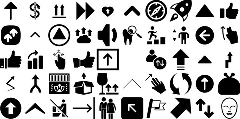 Wall Mural - Massive Collection Of Up Icons Collection Black Modern Signs Yes, Icon, Symbol, Finance Illustration Isolated On Transparent Background