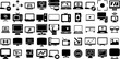 Massive Set Of Screen Icons Bundle Hand-Drawn Linear Infographic Pictograms Thin, Full, Tablet, Icon Silhouettes For Computer And Mobile