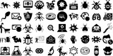 Fototapeta Młodzieżowe - Huge Set Of Virus Icons Set Hand-Drawn Black Vector Symbols Strand, Icon, Microorganism, Threat Symbols Isolated On White Background