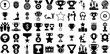 Big Set Of Winner Icons Pack Black Cartoon Pictograms Victory, Badge, Profile, Icon Pictograms Vector Illustration