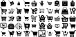 Massive Set Of Cart Icons Bundle Hand-Drawn Isolated Vector Clip Art Mark, Baggage, Icon, Symbol Elements Isolated On White Background