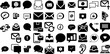 Big Set Of Message Icons Bundle Hand-Drawn Black Infographic Clip Art Optimization, Toque, Post, Icon Doodles For Apps And Websites