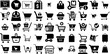 Mega Collection Of Cart Icons Bundle Hand-Drawn Linear Concept Symbol Symbol, Baggage, Mark, Icon Logotype Isolated On White Background