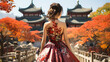 Asian young woman in old traditional Chinese dresses in the Temple of Heaven in Beijing, China. Landscape and culture travel, or historical building and sightseeing concept