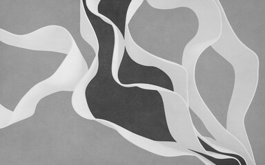 Wall Mural - Wavy shapes isolated on gray, paper texture background