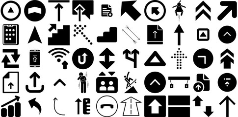 Wall Mural - Mega Set Of Up Icons Set Hand-Drawn Solid Infographic Signs Yes, Finance, Icon, Symbol Logotype Isolated On White Background