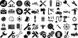Mega Collection Of Repair Icons Bundle Hand-Drawn Solid Vector Symbols Tool, Icon, Problem, Wheel Pictogram For Computer And Mobile
