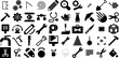 Big Set Of Tool Icons Set Hand-Drawn Isolated Design Elements Trimming, Tool, Engineering, Set Pictogram For Apps And Websites