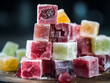 Traditional Turkish sweets, Turkish delight close-up.Ai Generative
