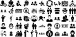Massive Set Of People Icons Set Solid Vector Symbols Profile, Counseling, People, Silhouette Symbol Isolated On Transparent Background