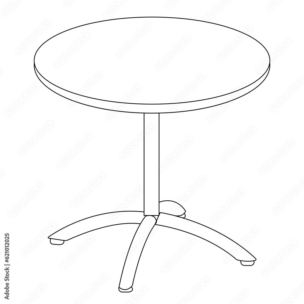 continuous line drawing of simple round table,Hand-drawn collection of ...