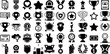 Mega Set Of Award Icons Bundle Hand-Drawn Solid Concept Pictograms Leisure, Victory, Icon, Ribbon Buttons For Computer And Mobile
