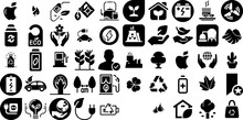Massive Collection Of Green Icons Set Hand-Drawn Solid Concept Symbols Silhouette, Symbol, Thin, Icon Symbols For Computer And Mobile