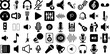 Mega Collection Of Sound Icons Collection Hand-Drawn Black Vector Symbols Icon, Symbol, Speaker, Glyphs Symbol Isolated On White Background