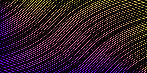 Wall Mural - Multicolor wavy stylish lines with black background