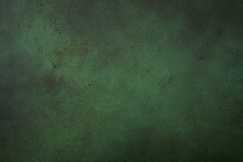 Green Concrete Wall Background Texture. Old Green Background In Grunge Style. Natural Raw  Texture . Surface Of Old Table To Shoot Flat Lay. Copy Space. Top View.