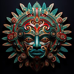Wall Mural - A colorful mask on a black background. Generative AI.