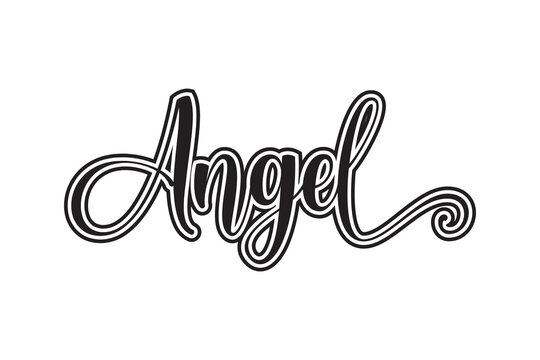 Angel. Hand drawn vector lettering. Modern brush calligraphy.