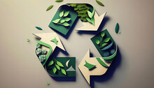 Ai Generated Illustration Green Earth Recycle Concept Earth Day