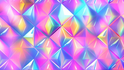 Wall Mural - Holographic triangle pattern. Generative Ai