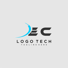 EC initial monogram for technology logo design