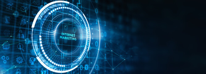 Internet marketing digital online advertising automation. Business, Technology, Internet and network concept. 3d illustration