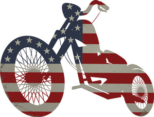 Wall Mural - American flag painting on motorbike