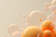 Transparent and plastic texture orange blobs background floating in the air isolated on beige background. Abstract scene. copy space. Generative ai 
