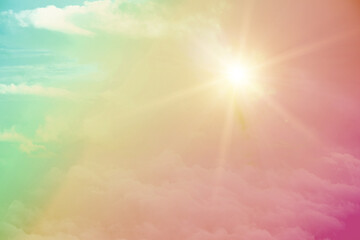Wall Mural - Sky and cloud background with a pastel color. Sky cloud background with a pastel colored gradient. Sky and cloud background and pastel fantasy color.