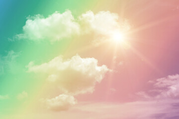 Wall Mural - Sky and cloud background with a pastel color. Sky cloud background with a pastel colored gradient. Sky and cloud background and pastel fantasy color.