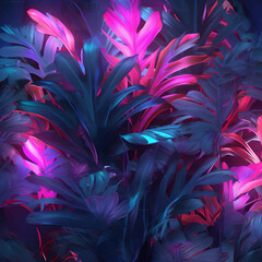 Wall Mural - Purple pink neon tropical plant wallpaper