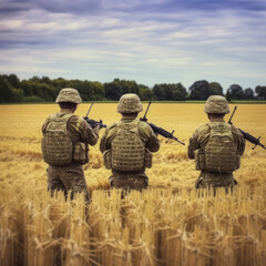 Wall Mural - Soldiers crossing a field