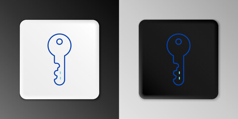 Wall Mural - Line House key icon isolated on grey background. Colorful outline concept. Vector