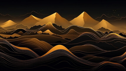 generative AI, Mountain line art background, luxury gold wallpaper design for cover, invitation background, illustration	
Submitted 2 months ago