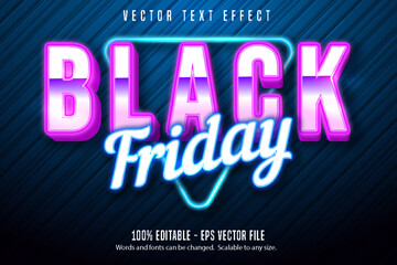 Poster - Black friday text, Neon lights signage style editable text effect