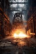 © nuclear_lily - Production of steel and heavy metals in electric furnace in production. Generative ai image.