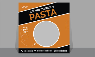 Wall Mural -  This is a pasta food menu banner social media post. Fully editable social media templates for promotions on the Food menu. Set of social media story and post frames. Layout design for online marketin